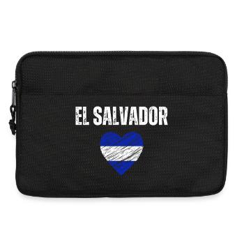 Ich liebe El Salvador, salvadorianische Flagge - Laptoptasche 13" - Schwarz - Vorne