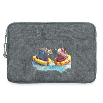 Double hippopotame pour se divertir dans la baignoire - Sacoche pour ordinateur portable 13 pouces - gris chiné - Devant