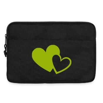 green heart green hearts heart pattern - Laptop bag 13" - black - Front