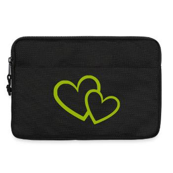 green heart green hearts heart pattern - Laptop bag 13" - black - Front
