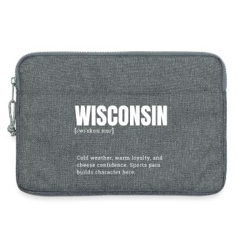 Wisconsin block font style - Laptop bag 13" - heather grey - Front