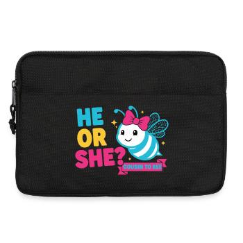 Gender Reveal He Or She Cousin To Bee Baby Shower - Laptop bag 13" - black - Front