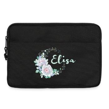 Elisa Flower Wreath - Laptop bag 13" - black - Front