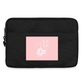 Illustration d'une abeille rose sur fond rose - Sacoche pour ordinateur portable 13 pouces - noir - Devant
