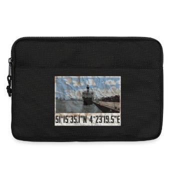 Antwerpen Hafen-Design mit Geokoordinaten  - Laptoptasche 13" - Schwarz - Vorne