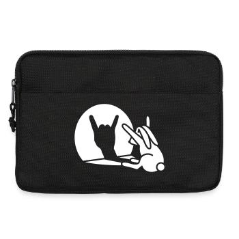 Drôle de lapin ombre main dessin animé ROCK musique METAL - Sacoche pour ordinateur portable 13 pouces - noir - Devant