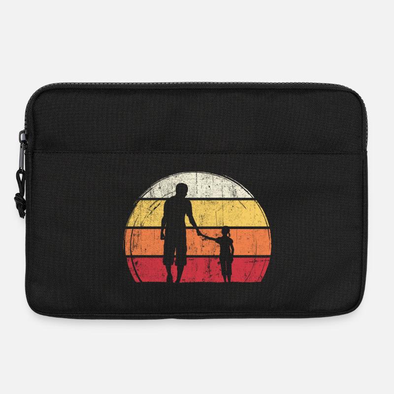 Sunset Silhouette: Vater und Kind - Laptoptasche 13" - Schwarz