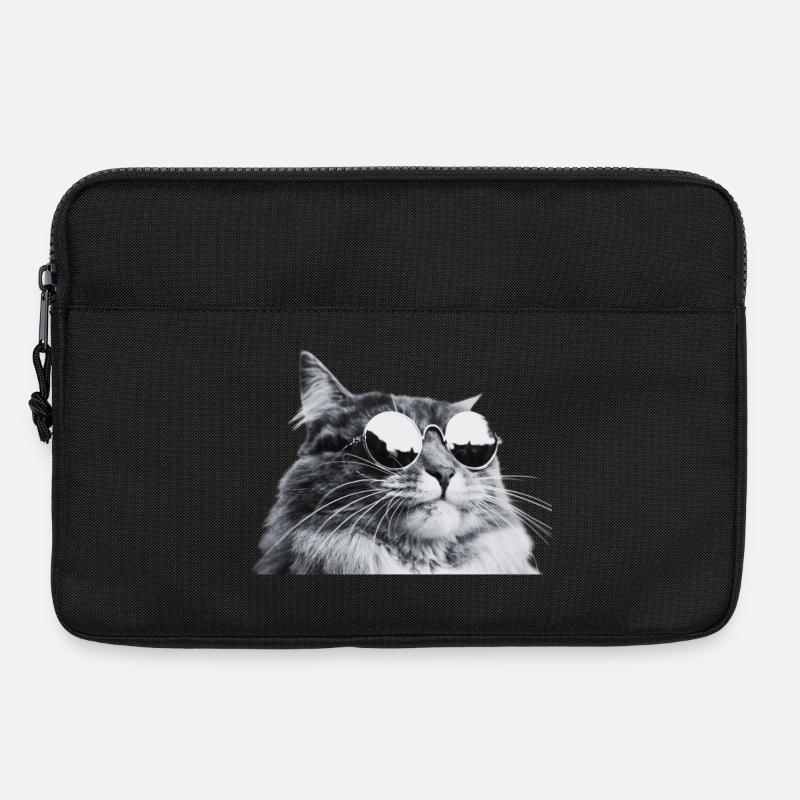 Graue Katze mit Sonnenbrille Porträt - Laptoptasche 13" - Schwarz