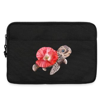 Tortue mignonne au coquelicot - Sacoche pour ordinateur portable 13 pouces - noir - Devant
