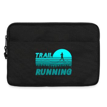 Trail running dans le coucher de soleil bleu avec des montagnes - Sacoche pour ordinateur portable 13 pouces - noir - Devant
