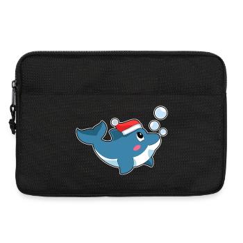 Dolphin Christmas Santa Hat - Laptop bag 13" - black - Front