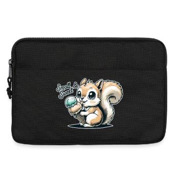 Niedliches Cartoon-Eichhörnchen mit Eiscreme - Laptoptasche 13" - Schwarz - Vorne