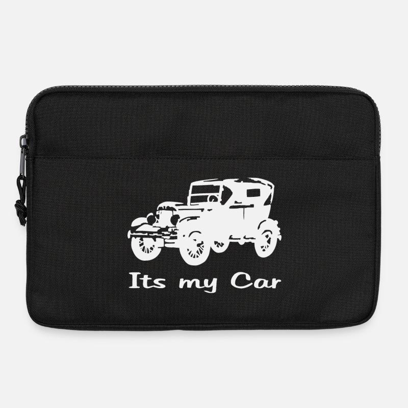 Oldtimer Motiv mit Schrift - Laptoptasche 13" - Schwarz