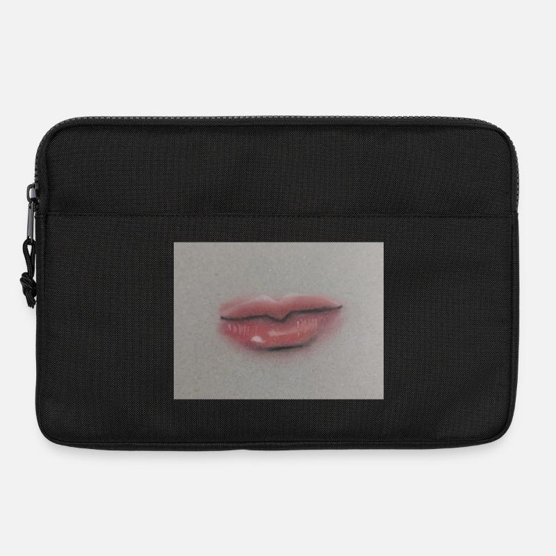 Expressive lip art on grey foil - Laptop bag 13" - black