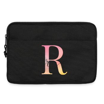 R | Monogram | Name | Ria |Watercolor - Laptop bag 13" - black - Front