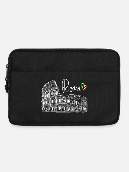 Handgezeichnetes Kolosseum Rom Weiß auf Schwarz - Laptoptasche 13" - Schwarz