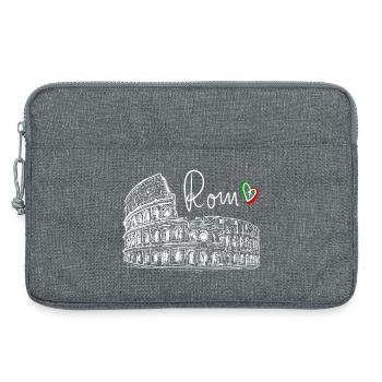 Colisée Rome dessiné à la main blanc sur noir - Sacoche pour ordinateur portable 13 pouces - gris chiné - Devant