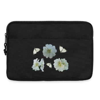Stockrosen mit Schmetterlingen - Laptoptasche 13" - Schwarz - Vorne