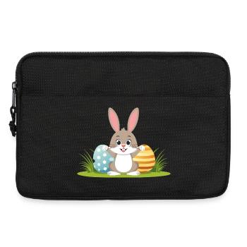 Happy Easter bunny with colorful Easter eggs - Laptop bag 13" - black - Front