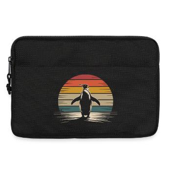 Retro Penguin Silhouette with Sunset Background - Laptop bag 13" - black - Front