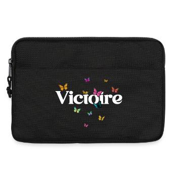 Beau prénom de fille avec des papillons VICTOIRE - Sacoche pour ordinateur portable 13 pouces - noir - Devant