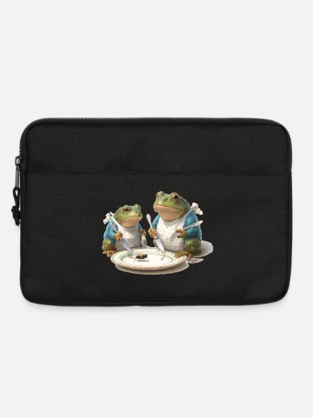 Frosch-Dinner: Fliege am Teller - Laptoptasche 13" - Schwarz