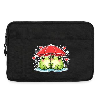 Kuschelfrosch mit rotem Regenschirm - Laptoptasche 13" - Schwarz - Vorne