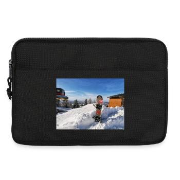 Snowboard sur une pente ensoleillée - Sacoche pour ordinateur portable 13 pouces - noir - Devant