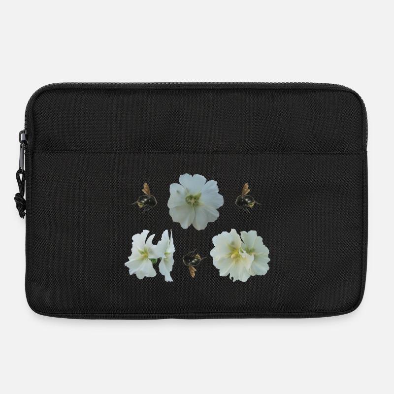 Stockrosen mit Hummeln - Laptoptasche 13" - Schwarz