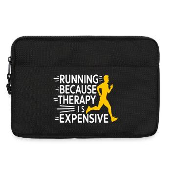 Laufen, weil Therapie teuer ist, Joggen lustig - Laptoptasche 13" - Schwarz - Vorne