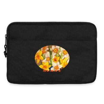 	Sunny - Vibrant Yellow Daffodils Oval Art - Laptop bag 13" - black - Front