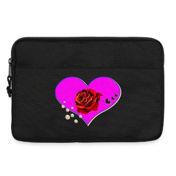 Neon Pink Herzrose perlenmuster - Laptoptasche 13" - Schwarz - Vorne
