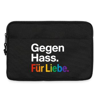 Regenbogen Liebe Statement Spruch Shirt CSD - Laptoptasche 13" - Schwarz - Vorne