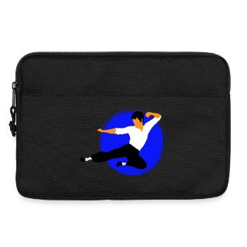 Karate Flying Kick in Blue Circle - Laptop bag 13" - black - Front