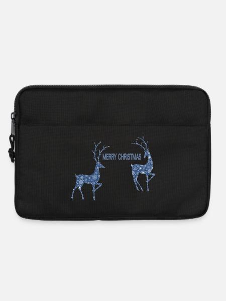 Blue reindeer couple for Christmas - Laptop bag 13" - black