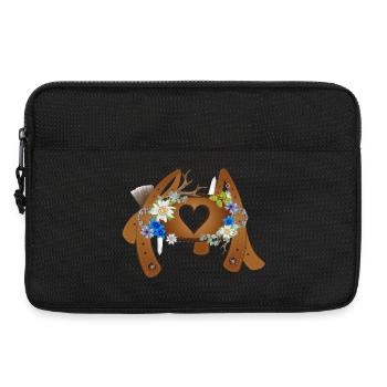 Decorated crossbar with lederhosen suspenders - Laptop bag 13" - black - Front