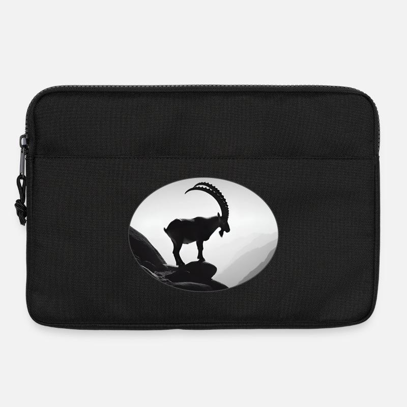 Majestätischer Alpen Steinbock Silhouette - Laptoptasche 13" - Schwarz