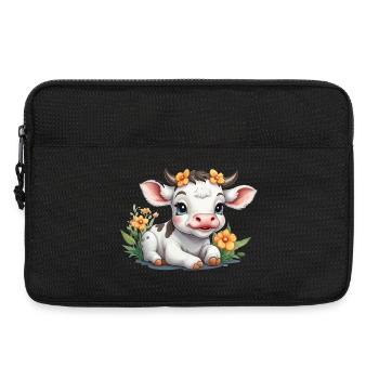 Cute baby cow calf on flower meadow - Laptop bag 13" - black - Front