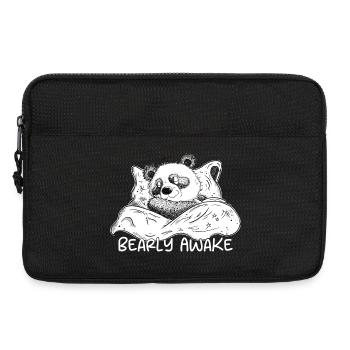 Panda Bär Schläft Mit Spruch Bearly Awake - Laptoptasche 13" - Schwarz - Vorne