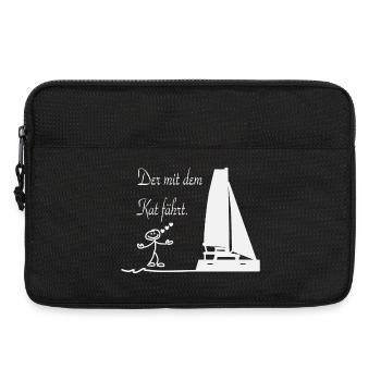 Katzkapitän am Segelboot - Laptoptasche 13" - Schwarz - Vorne