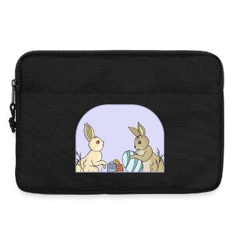 Lapins mignons avec des œufs - Sacoche pour ordinateur portable 13 pouces - noir - Devant