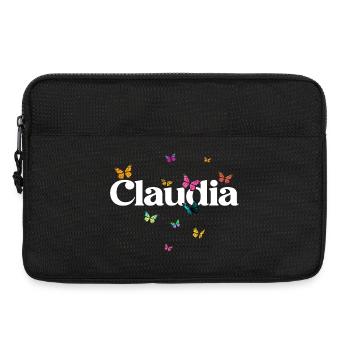 Schöner Mädchenname CLAUDIA mit Schmetterlingen  - Laptoptasche 13" - Schwarz - Vorne