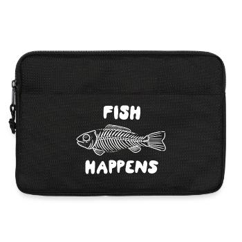 Fish Happens – Funny Fish Skeleton Design - Laptop bag 13" - black - Front