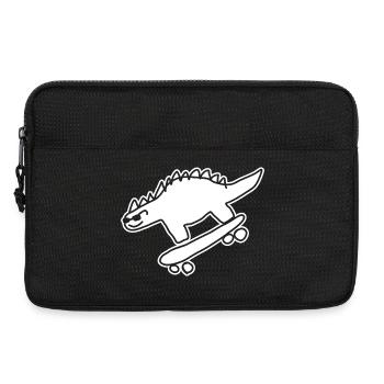 Dino on Skateboard – Kawaii & Urban Style - Laptop bag 13" - black - Front