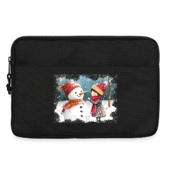 Winter Joy Snowman and Child - Laptop bag 13" - black - Front