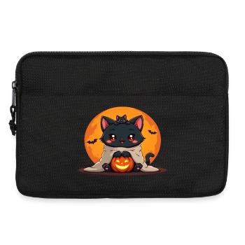 Halloween Cat with Halloween Pumpkin - Laptop bag 13" - black - Front