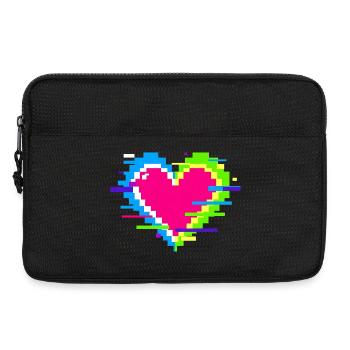 Cœur Pixel Néon Arc-en-ciel - Sacoche pour ordinateur portable 13 pouces - noir - Devant