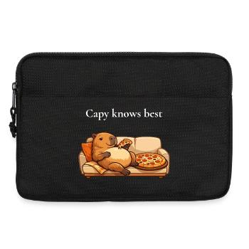 Capybara Mit Pizza Auf Sofa - Laptoptasche 13" - Schwarz - Vorne