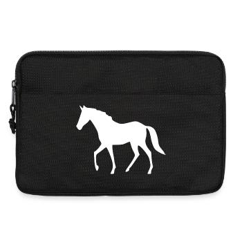 Pferde Silhouetten weiß Geschenk Reiter - Laptoptasche 13" - Schwarz - Vorne