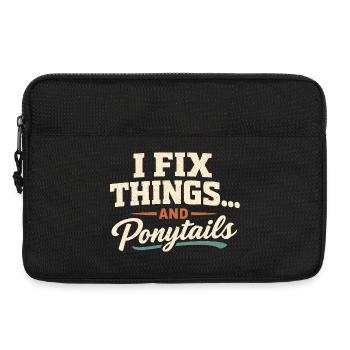 Je répare tout, y compris les queues de cheval | Papa - Sacoche pour ordinateur portable 13 pouces - noir - Devant